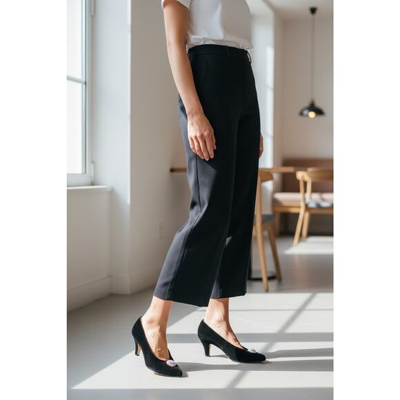 Yves Saint Laurent Black Velvet Jeweled Pointed Toe Heels Size 9.5 Party Vintage - Picture 9 of 16